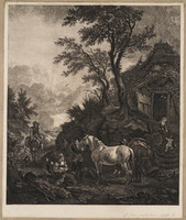 TvB G 5119
<br/>
Ruiter bij het hutje van de spinster
<br/>
<em>Chedel, Pierre-Quentin (1705 - 1763)</em>